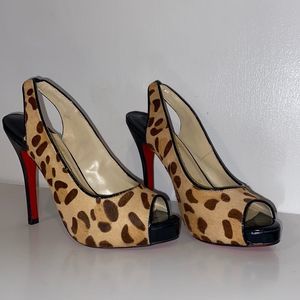 Christian Louboutin Animal Print Sling Back OpenToe Heels